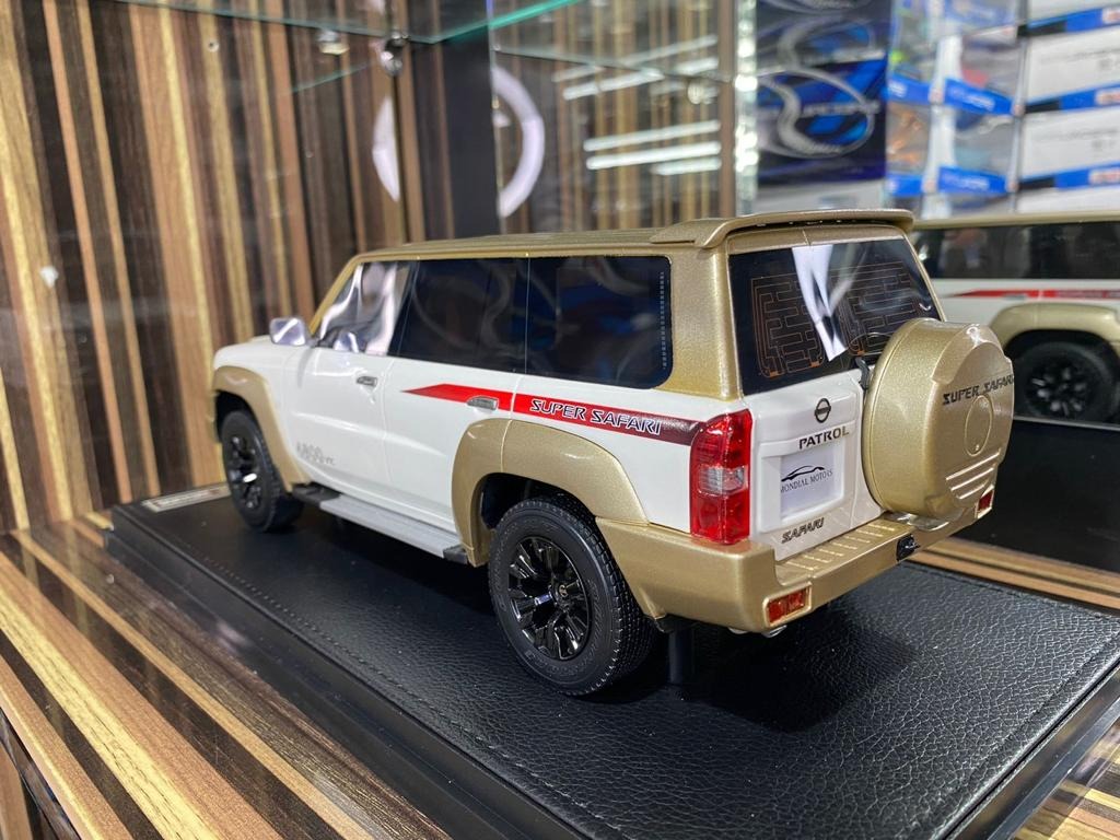 1_18 Diecast Nissan Patrol Super Safari White & Gold IVY Models Scale –
