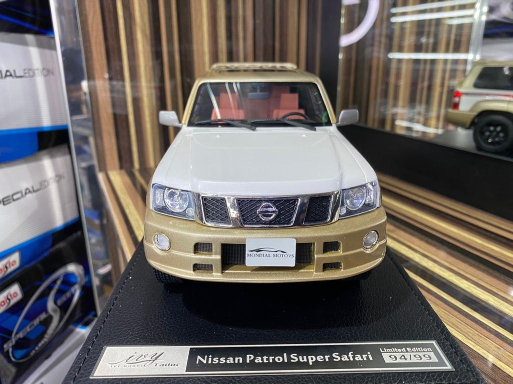 1_18 Diecast Nissan Patrol Super Safari White & Gold IVY Models Scale –