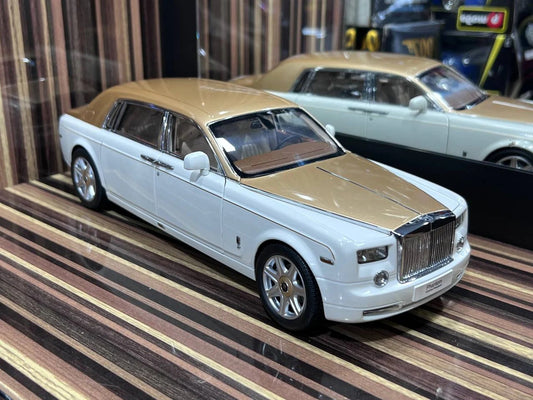 1_18 Diecast Rolls-Royce Phantom EWB White and Gold Kyosho Scale Model