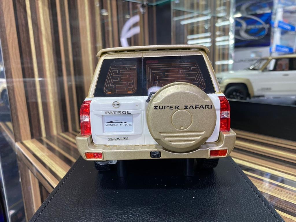 1_18 Diecast Nissan Patrol Super Safari White & Gold IVY Models Scale –