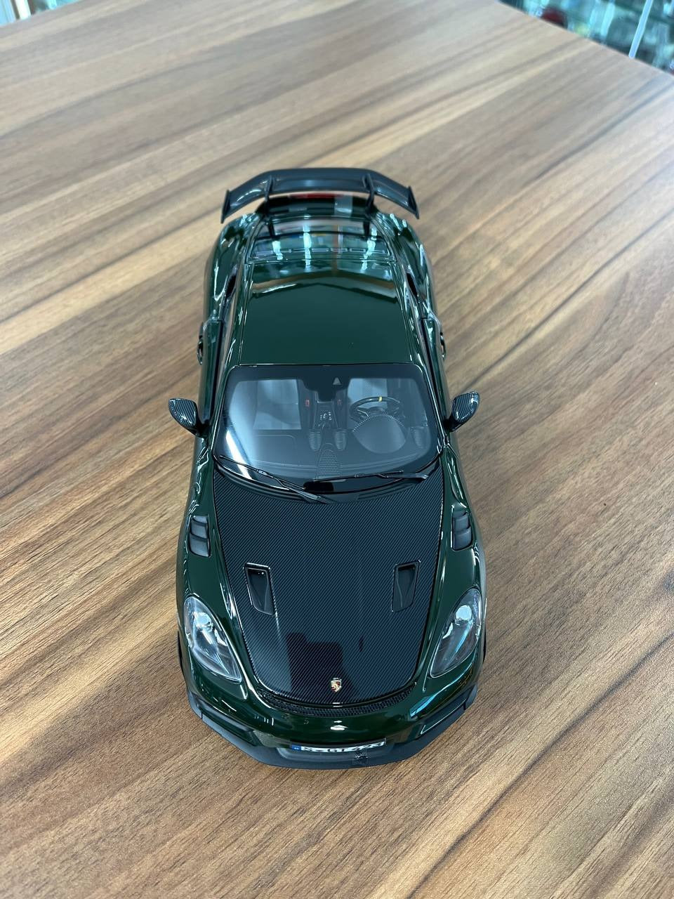1_18 Diecast Porsche 718 Cayman GT4 RS Weissach Brewster Green _ Norev
