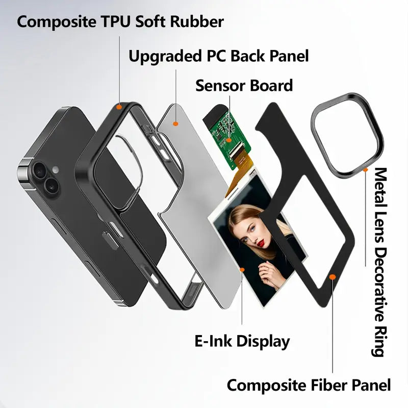 غلاف هاتف ذكي جديد بشاشة حبر NFC لـ iPhone 16،